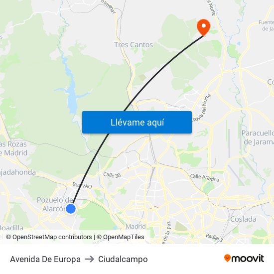 Avenida De Europa to Ciudalcampo map