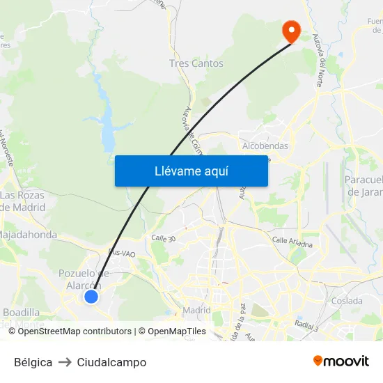 Bélgica to Ciudalcampo map