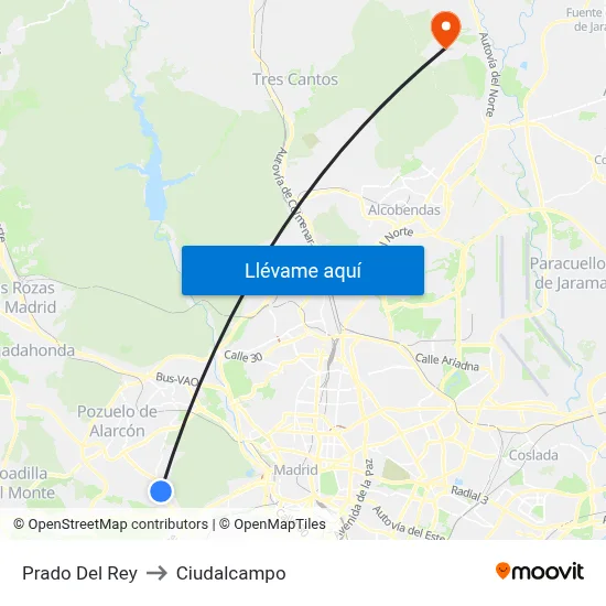Prado Del Rey to Ciudalcampo map