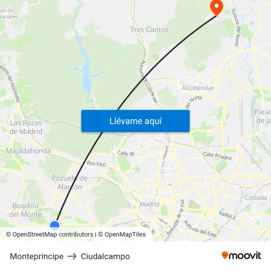 Montepríncipe to Ciudalcampo map