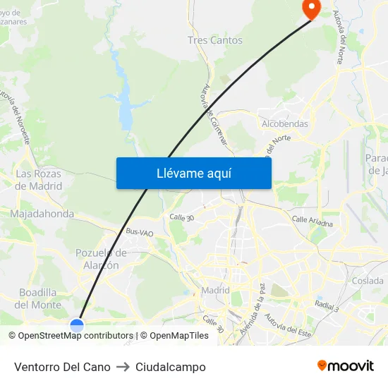 Ventorro Del Cano to Ciudalcampo map
