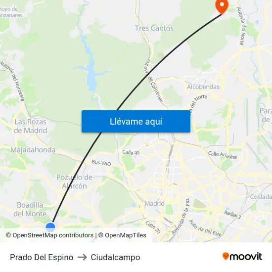 Prado Del Espino to Ciudalcampo map