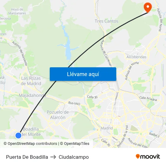 Puerta De Boadilla to Ciudalcampo map
