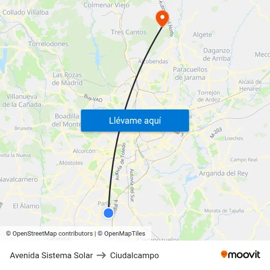 Avenida Sistema Solar to Ciudalcampo map