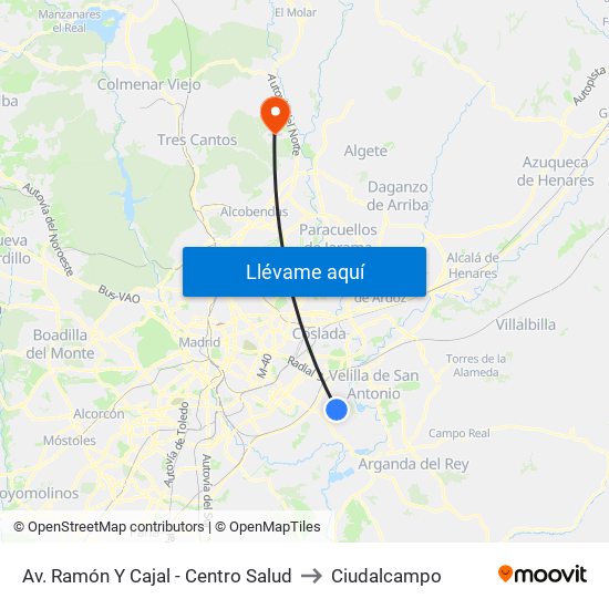 Av. Ramón Y Cajal - Centro Salud to Ciudalcampo map