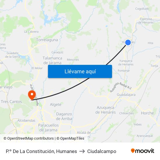P.º De La Constitución, Humanes to Ciudalcampo map