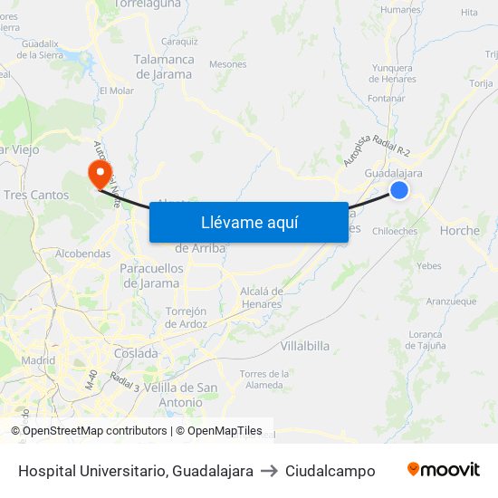 Hospital Universitario, Guadalajara to Ciudalcampo map
