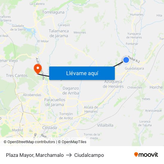 Plaza Mayor, Marchamalo to Ciudalcampo map