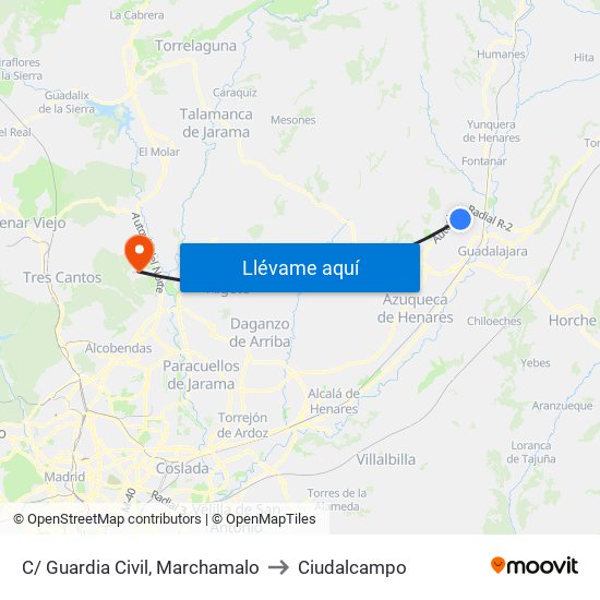 C/ Guardia Civil, Marchamalo to Ciudalcampo map