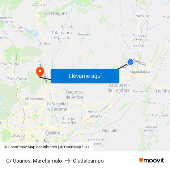 C/ Usanos, Marchamalo to Ciudalcampo map