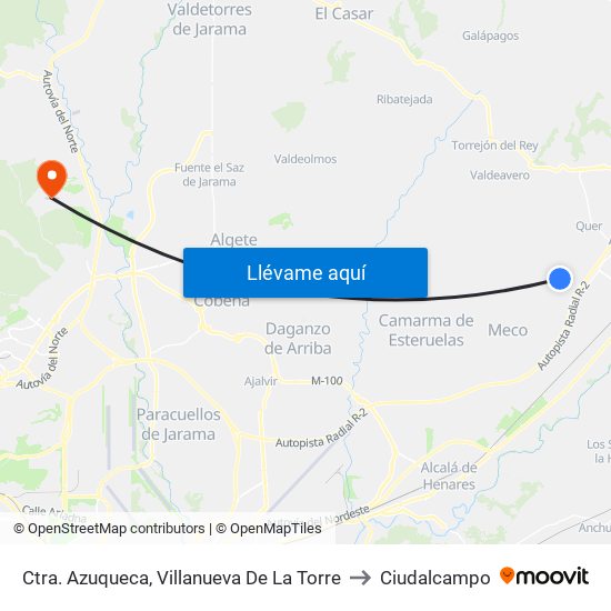 Ctra. Azuqueca, Villanueva De La Torre to Ciudalcampo map