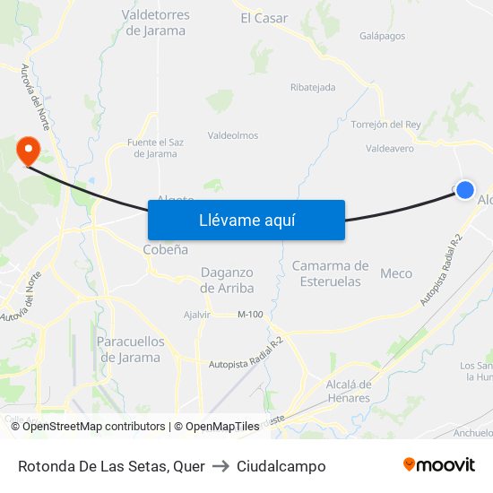 Rotonda De Las Setas, Quer to Ciudalcampo map