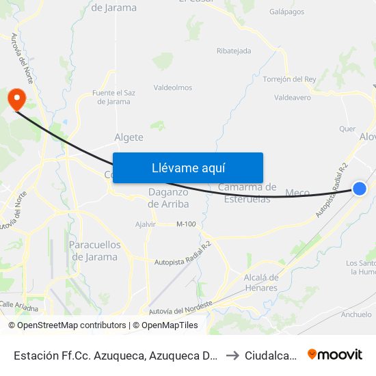 Estación Ff.Cc. Azuqueca, Azuqueca De Henares to Ciudalcampo map