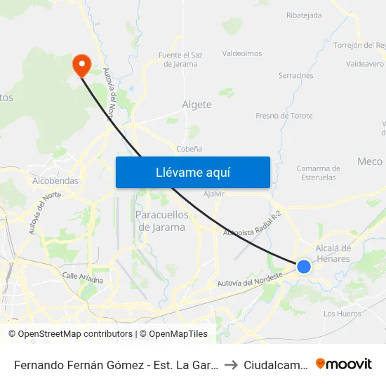 Fernando Fernán Gómez - Est. La Garena to Ciudalcampo map