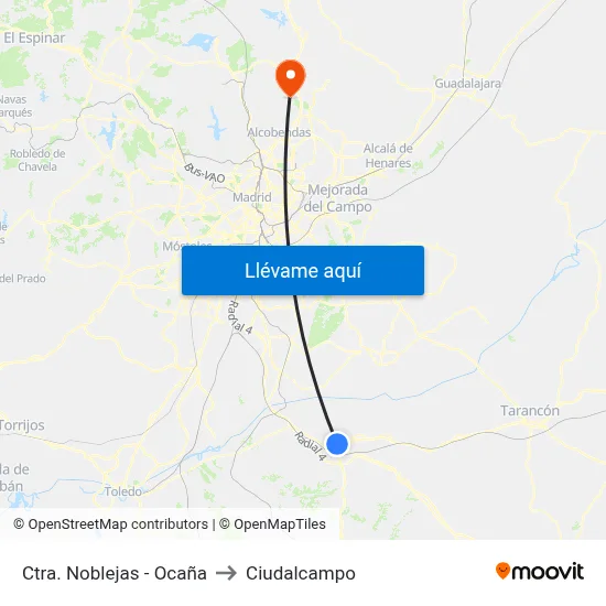 Ctra. Noblejas - Ocaña to Ciudalcampo map
