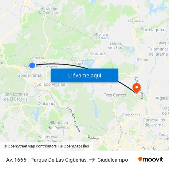 Av. 1666 - Parque De Las Cigüeñas to Ciudalcampo map