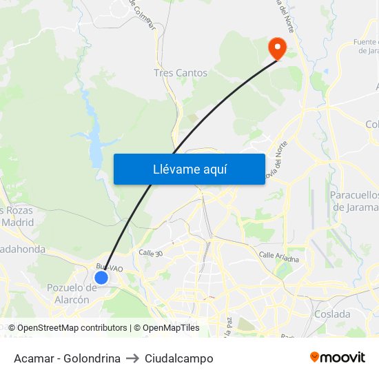 Acamar - Golondrina to Ciudalcampo map