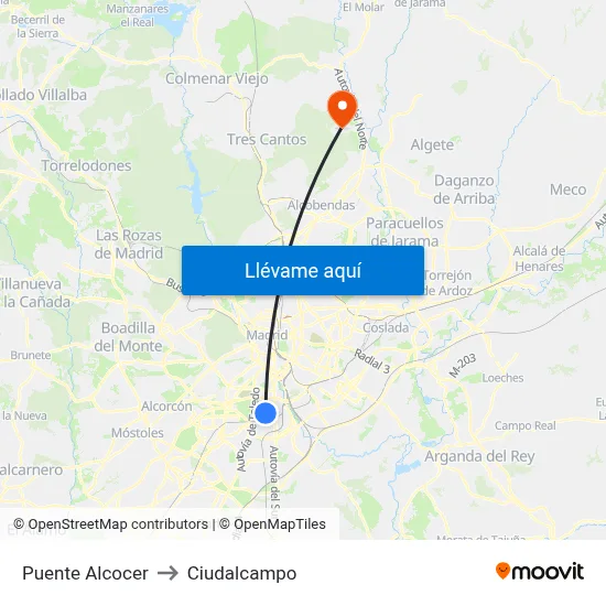 Puente Alcocer to Ciudalcampo map