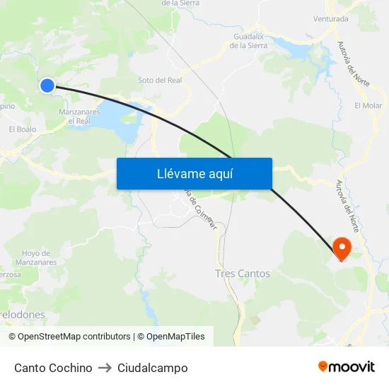 Canto Cochino to Ciudalcampo map