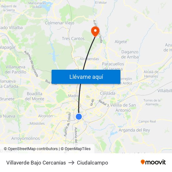Villaverde Bajo Cercanías to Ciudalcampo map