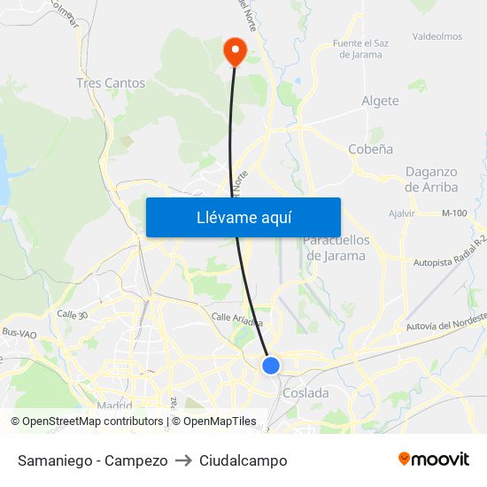 Samaniego - Campezo to Ciudalcampo map