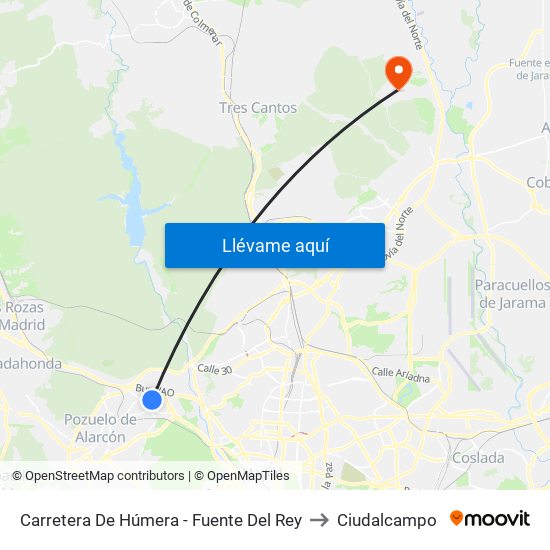 Carretera De Húmera - Fuente Del Rey to Ciudalcampo map