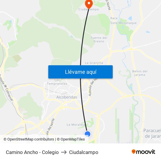 Camino Ancho - Colegio to Ciudalcampo map