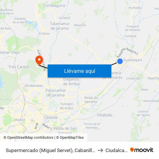 Supermercado (Miguel Servet), Cabanillas Del Campo to Ciudalcampo map