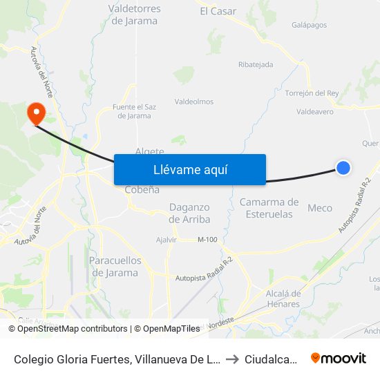 Colegio Gloria Fuertes, Villanueva De La Torre to Ciudalcampo map