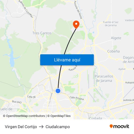 Virgen Del Cortijo to Ciudalcampo map