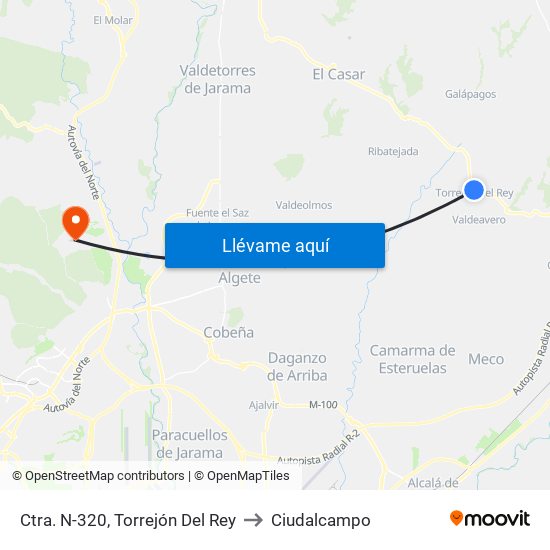 Ctra. N-320, Torrejón Del Rey to Ciudalcampo map