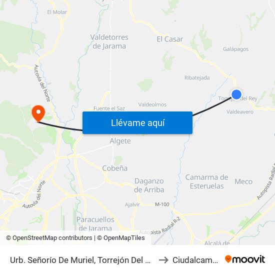 Urb. Señorío De Muriel, Torrejón Del Rey to Ciudalcampo map