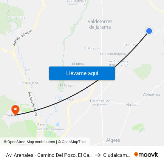 Av. Arenales - Camino Del Pozo, El Casar to Ciudalcampo map