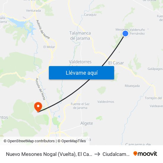 Nuevo Mesones Nogal (Vuelta), El Casar to Ciudalcampo map