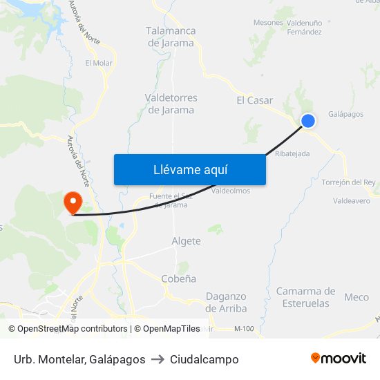 Urb. Montelar, Galápagos to Ciudalcampo map