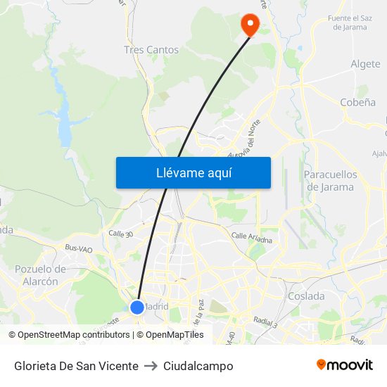 Glorieta De San Vicente to Ciudalcampo map