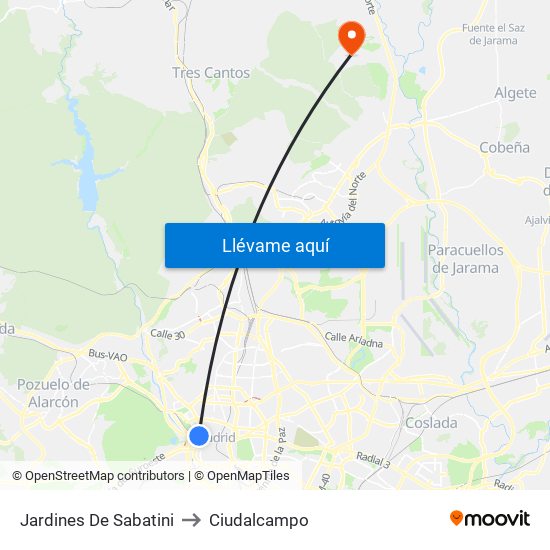 Jardines De Sabatini to Ciudalcampo map