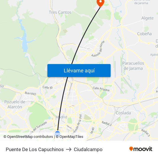 Puente De Los Capuchinos to Ciudalcampo map
