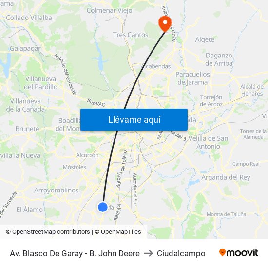 Av. Blasco De Garay - B. John Deere to Ciudalcampo map