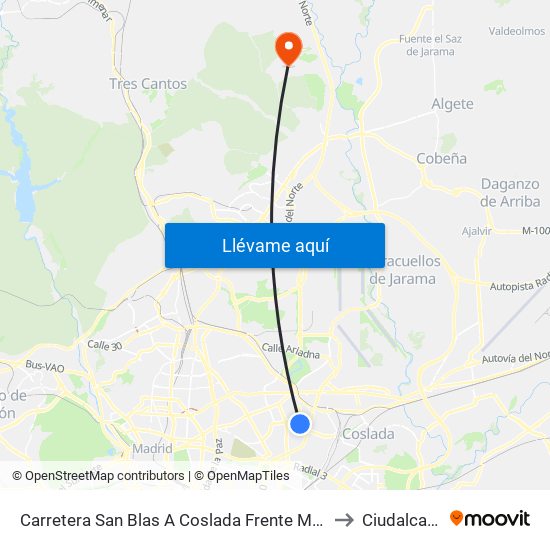 Carretera San Blas A Coslada Frente Metropolitano to Ciudalcampo map