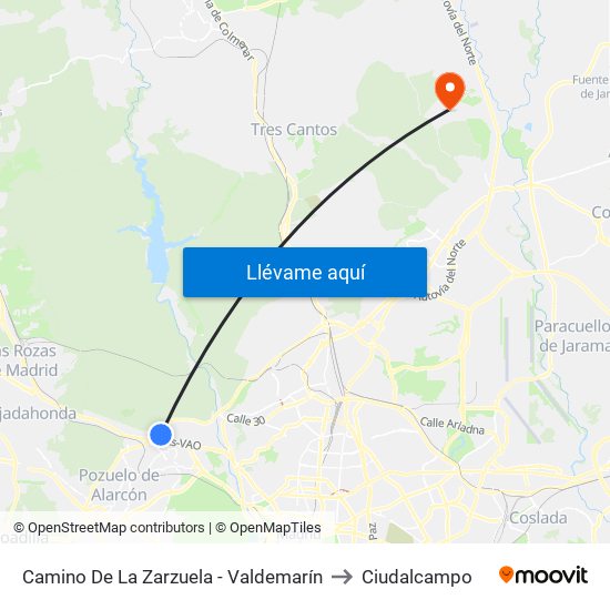 Camino De La Zarzuela - Valdemarín to Ciudalcampo map