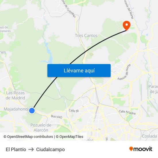 El Plantío to Ciudalcampo map