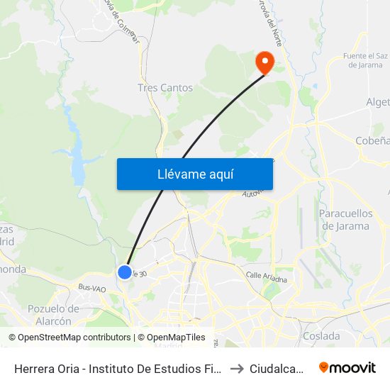 Herrera Oria - Instituto De Estudios Fiscales to Ciudalcampo map