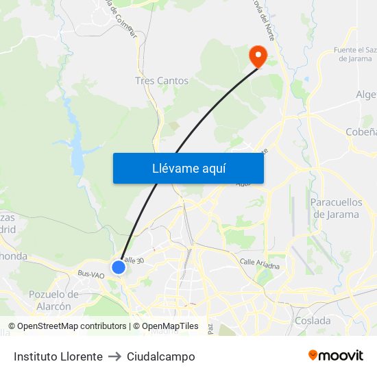 Instituto Llorente to Ciudalcampo map