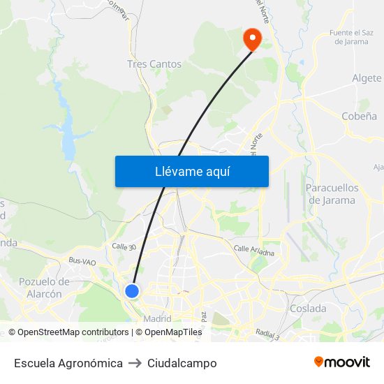 Escuela Agronómica to Ciudalcampo map