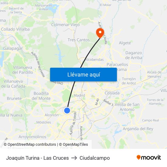 Joaquín Turina - Las Cruces to Ciudalcampo map