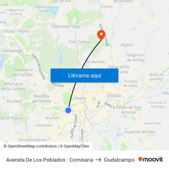 Avenida De Los Poblados - Comisaria to Ciudalcampo map