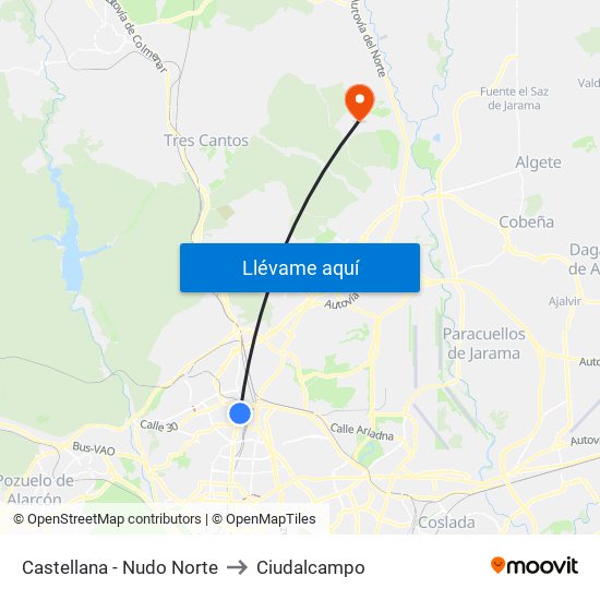 Castellana - Nudo Norte to Ciudalcampo map