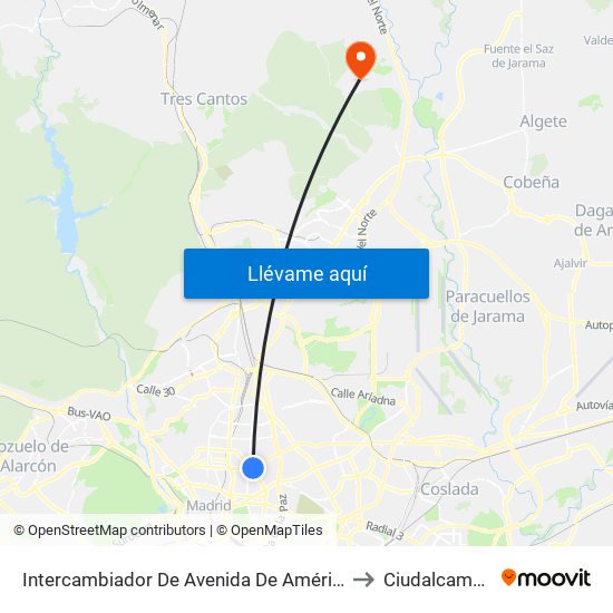 Intercambiador De Avenida De América to Ciudalcampo map