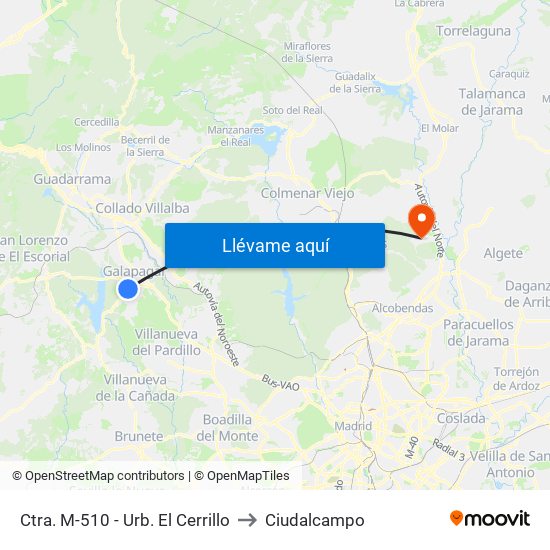 Ctra. M-510 - Urb. El Cerrillo to Ciudalcampo map